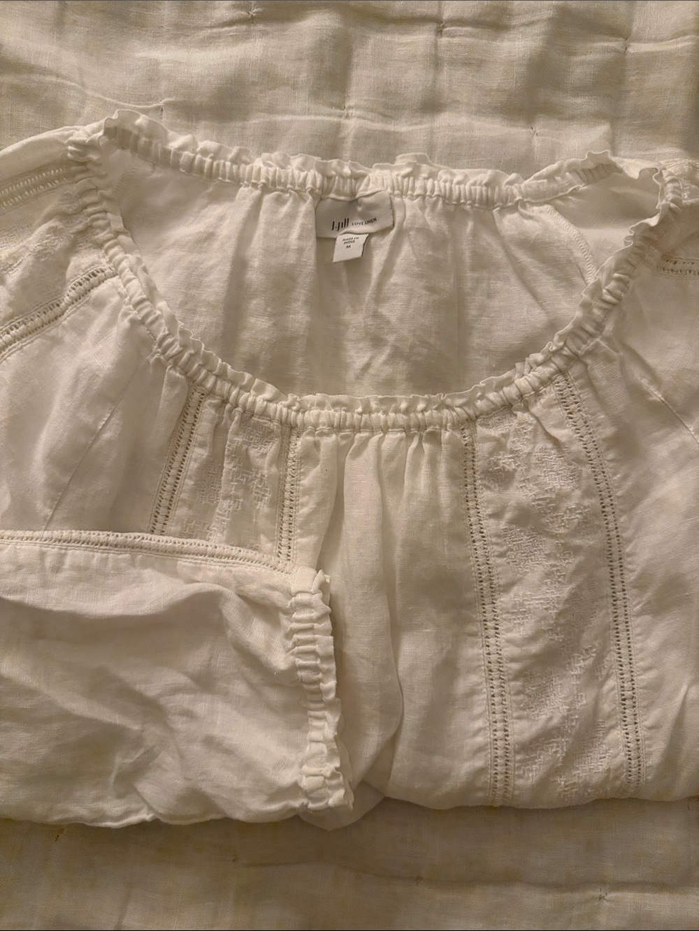 J. Jill Cream Peasant Tunic with Lace Insets